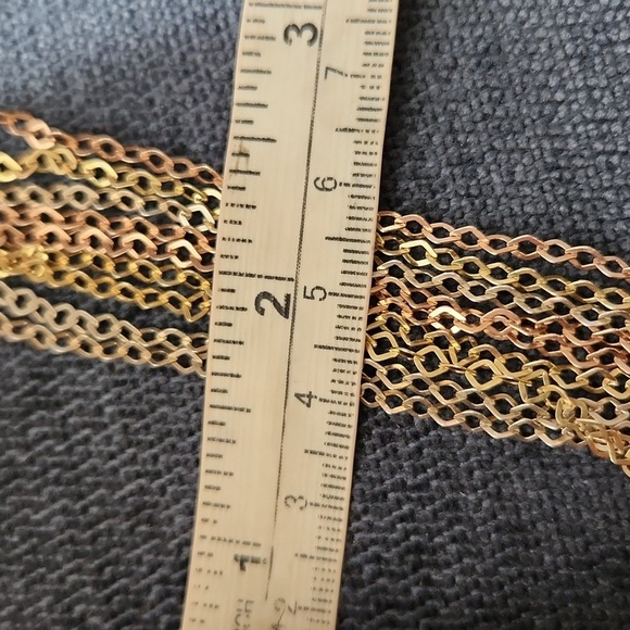 Sterling Silver 9 Multi-Strand Gold Plated  White/Rose/Yellow Necklace 16" - Picture 9 of 10